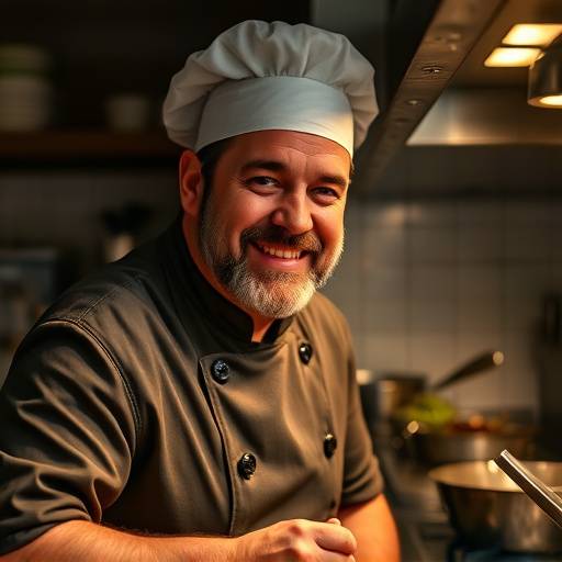 Fotografia de um book fotográfico de um chef de cozinha, destacando sua paixão pela culinária e sua habilidade na cozinha.