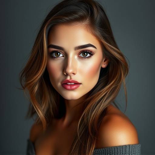 Retrato de uma modelo em estüdio com iluminaäão profissional.