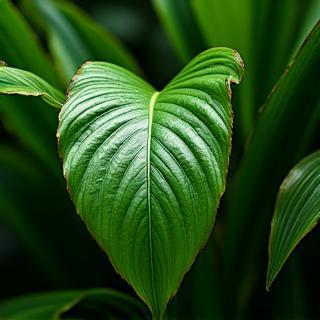 Close em folhagens tropicais com textura detalhada