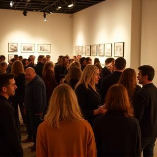 Evento de abertura da exposição com visitantes