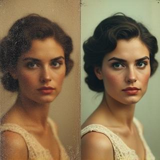 Comparativo antes e depois de uma foto restaurada